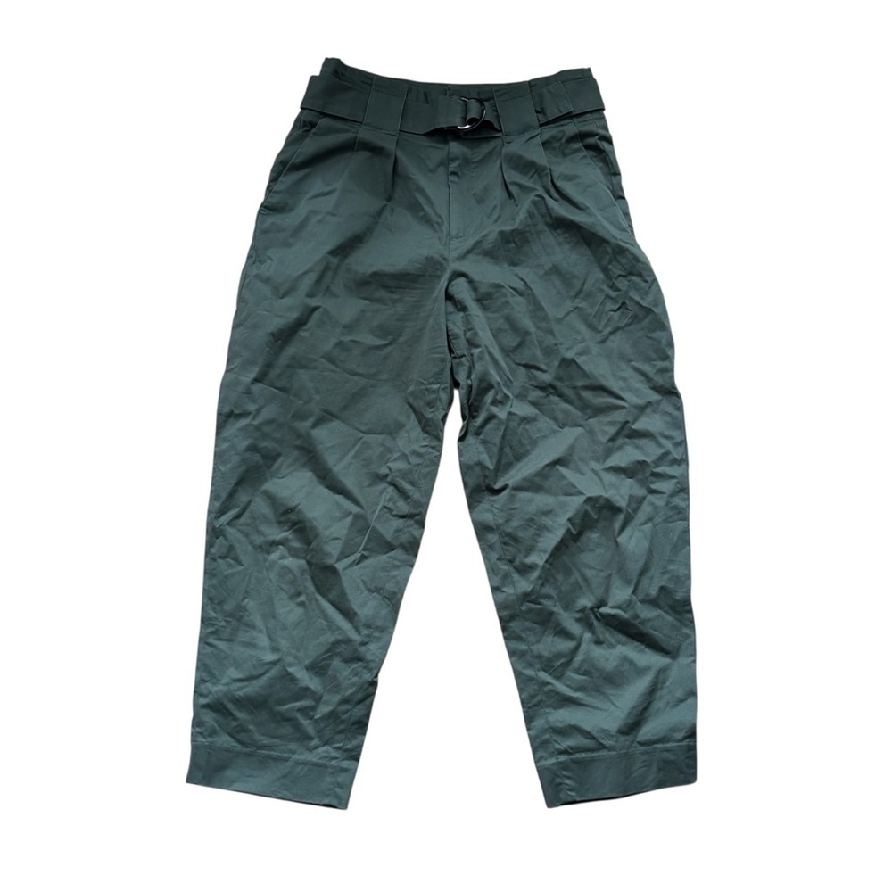 Banana Republic Belted Paper Bag Pants Womens Size 8 Olive Green Cropped Work - Picture 2 of 7